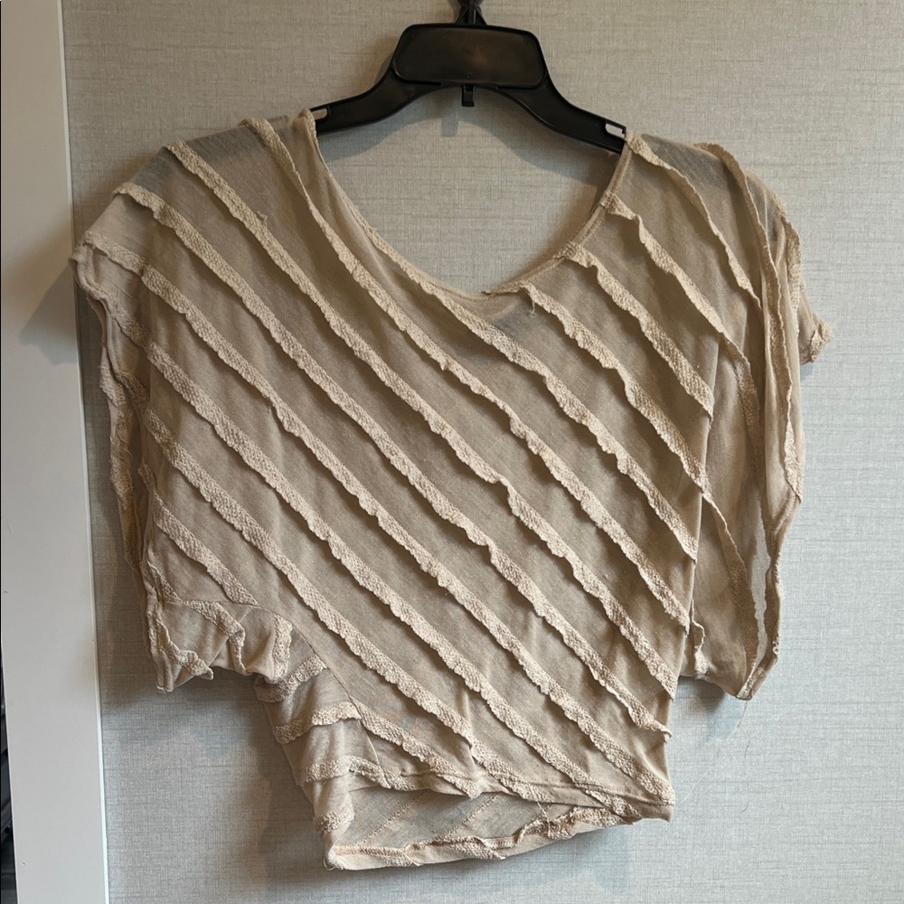 Have Beige Textured Crop Top
